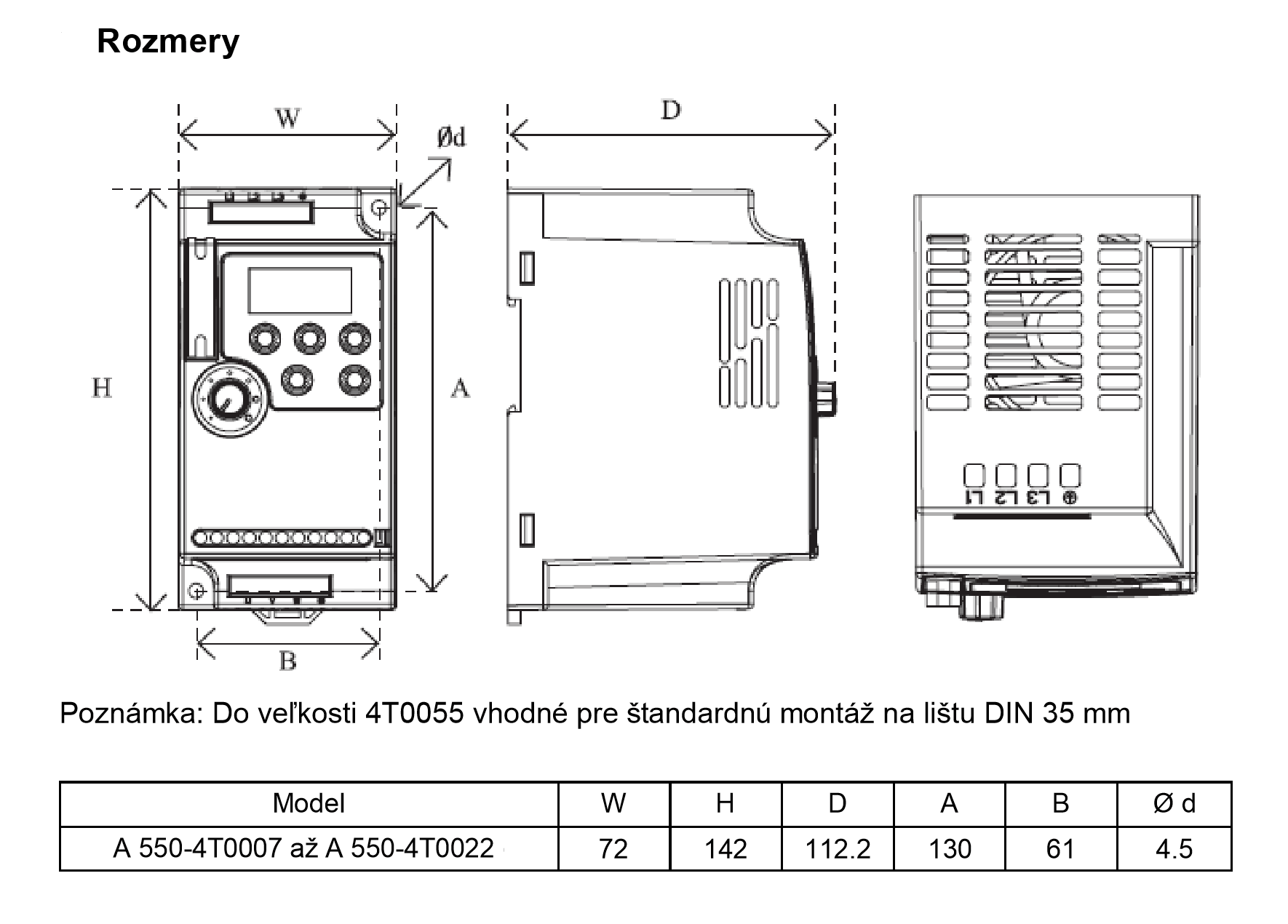 frekvenční měnič 1,5kw A550