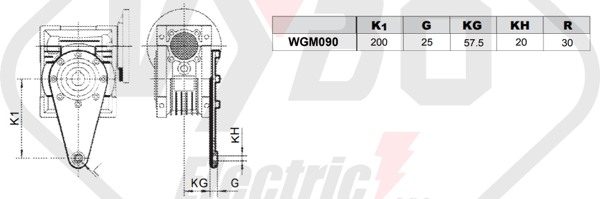 torzní rameno šneková převodovka WGM090