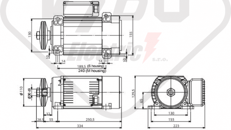 rozměrový výkres pilový elektromotor MR65-M1SB-2