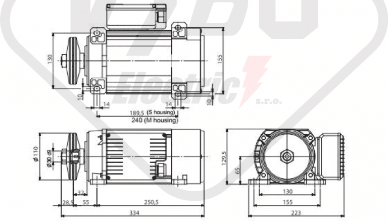 rozměrový výkres pilový elektromotor MR65-M1SC-2