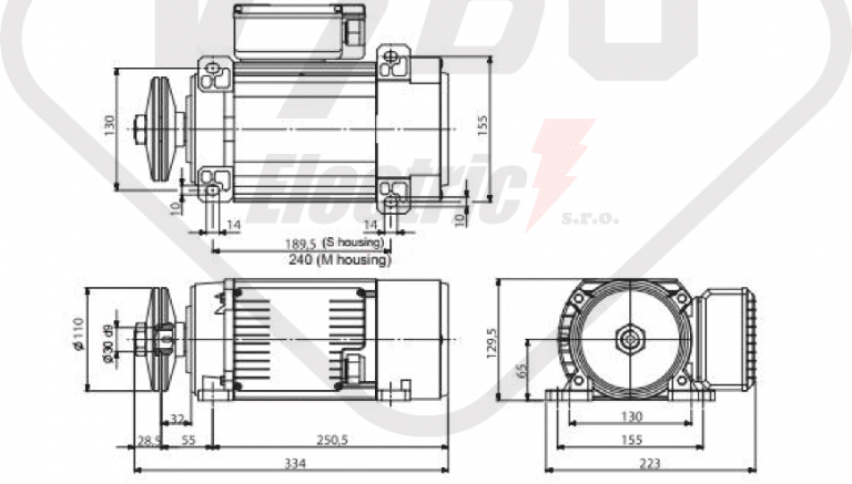 rozměrový výkres pilový elektromotor MR65-T1MA-2